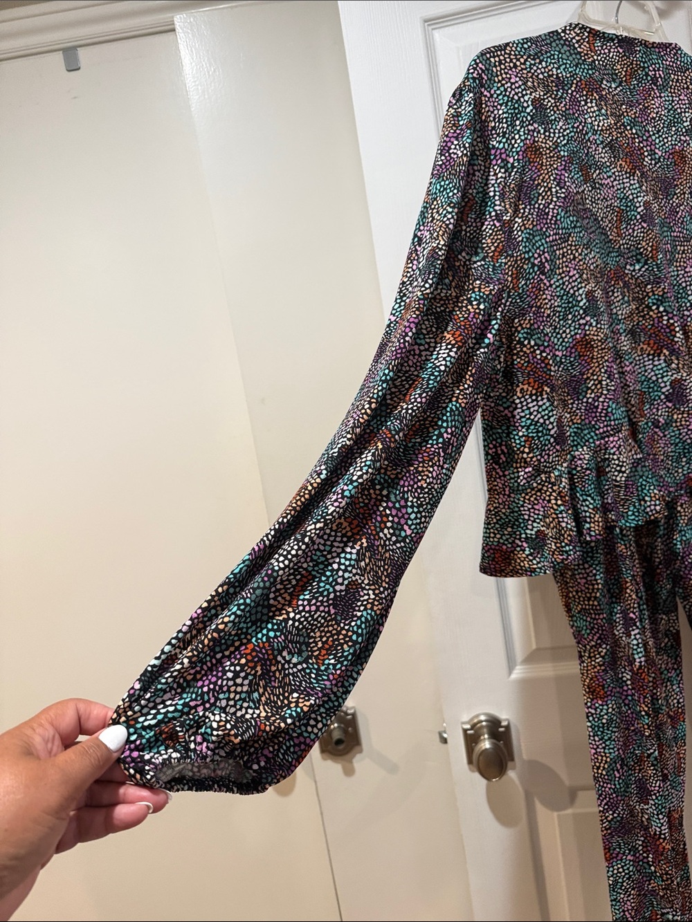 Bar III Multi-Color Tie-Front Printed Pantsuit - Picture 6 of 8
